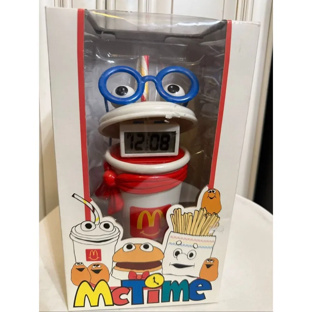 Vintage McDonald's McTime Shake LCD Alarm Clock with Coin Bank 1996 Rare NWOT